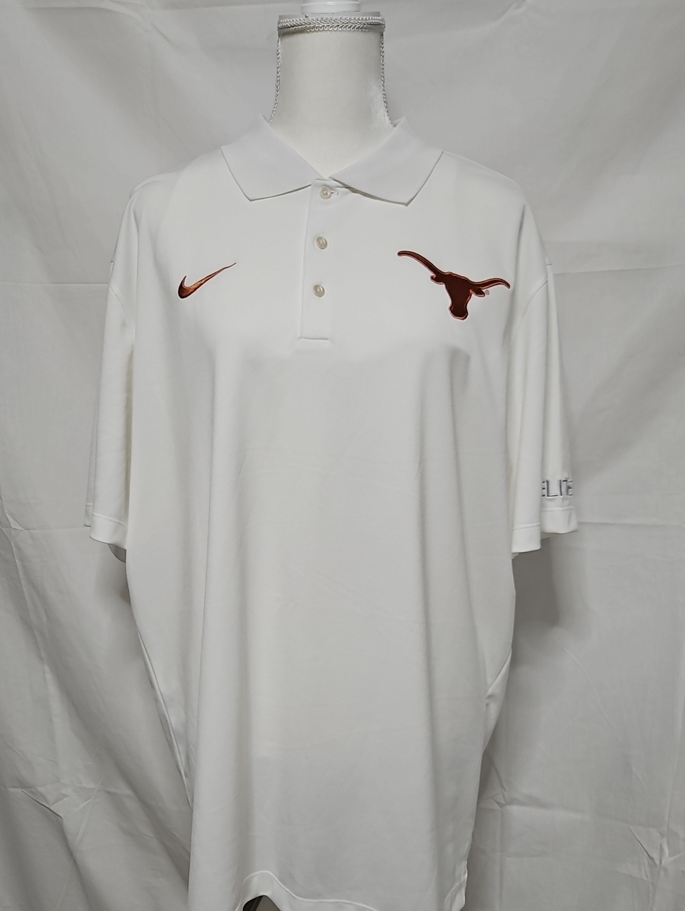 Nike White Polo with Burnt Orange Longhorn and Swoosh